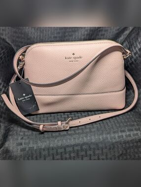 Blush Pink Kate Spade Pebbled Leather Crossbody Bag.